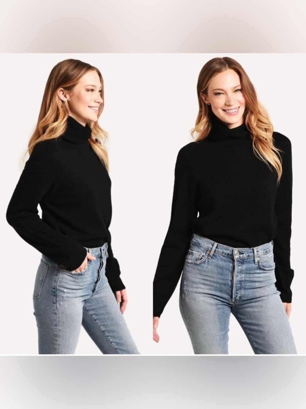 Vince medium 100% cashmere no seam boxy sweater in black